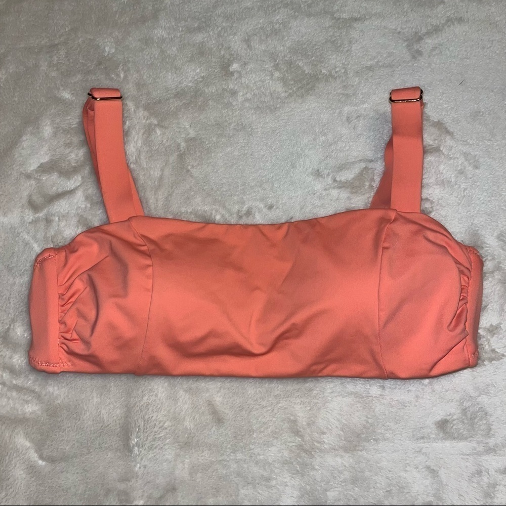 Cremieux coral bikini top with adjustable straps, small